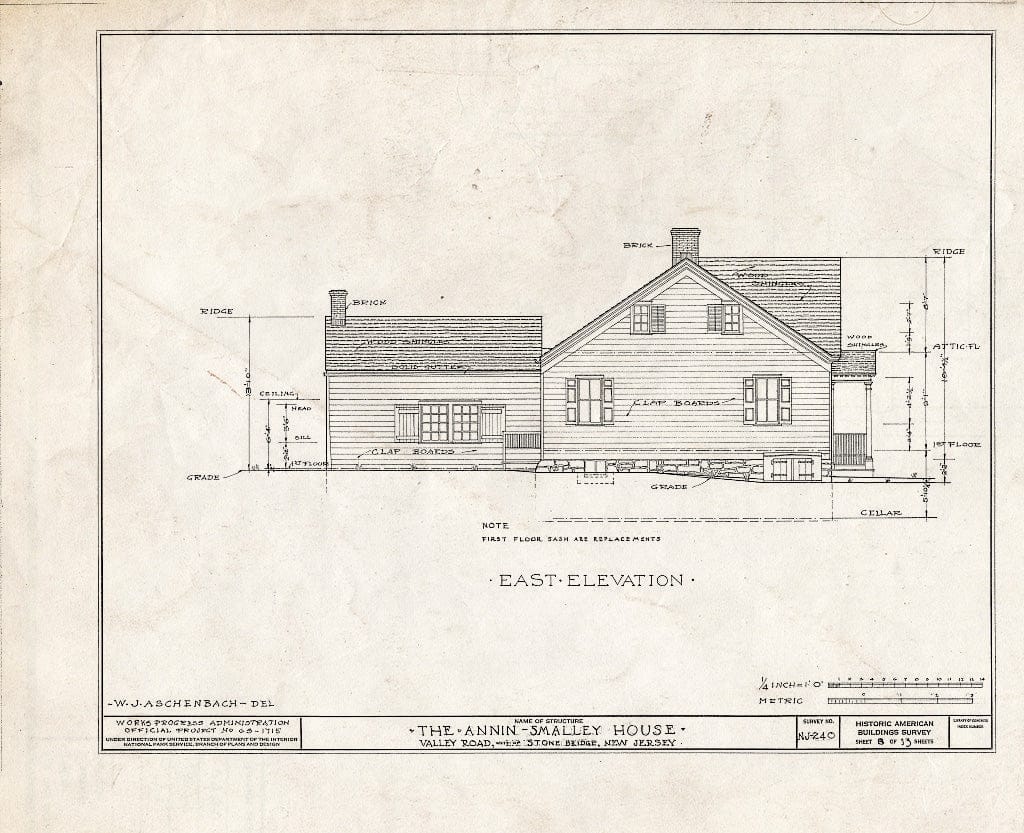 Blueprint HABS NJ,18-LIBCO.V,1- (Sheet 8 of 13) - Annin-Smalley House, Valley Road, Liberty Corner, Somerset County, NJ