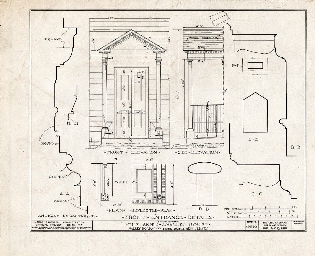 Blueprint HABS NJ,18-LIBCO.V,1- (Sheet 10 of 13) - Annin-Smalley House, Valley Road, Liberty Corner, Somerset County, NJ
