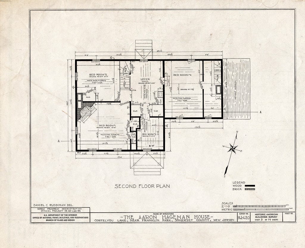 Blueprint HABS NJ,18-MID.V,1- (Sheet 3 of 14) - Aaron Hageman House, Cortelyou Lane, Middlebush, Somerset County, NJ