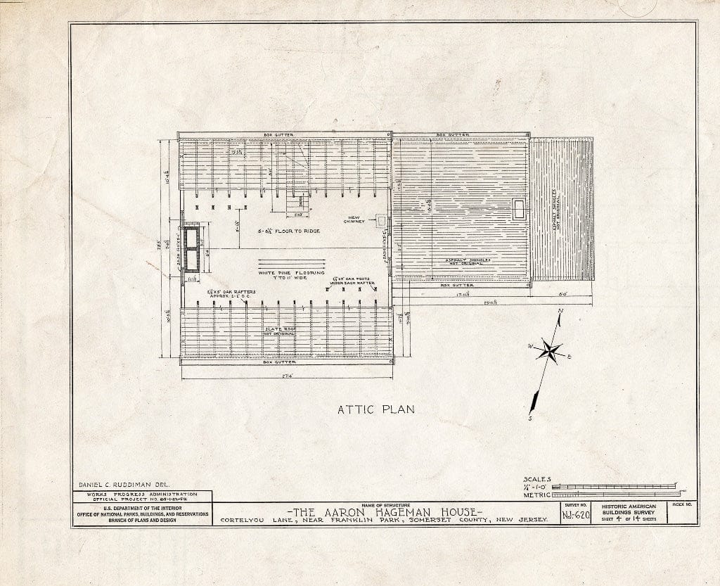 Blueprint HABS NJ,18-MID.V,1- (Sheet 4 of 14) - Aaron Hageman House, Cortelyou Lane, Middlebush, Somerset County, NJ