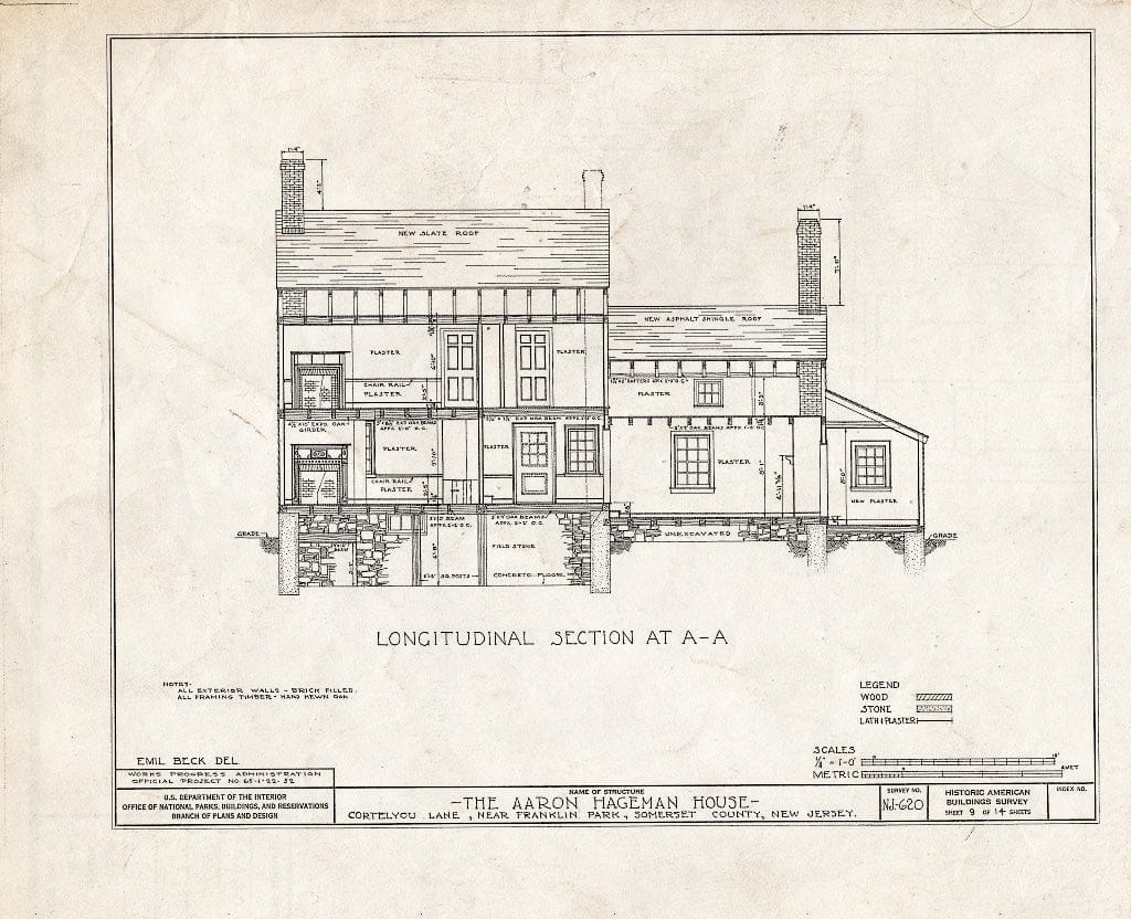 Blueprint HABS NJ,18-MID.V,1- (Sheet 9 of 14) - Aaron Hageman House, Cortelyou Lane, Middlebush, Somerset County, NJ