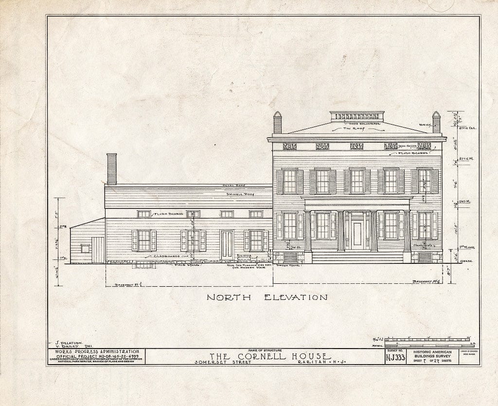 Blueprint HABS NJ,18-RAR,2- (Sheet 7 of 27) - Cornell Homestead, Somerset Street, Raritan, Somerset County, NJ
