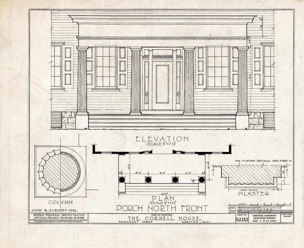 Blueprint HABS NJ,18-RAR,2- (Sheet 9 of 27) - Cornell Homestead, Somerset Street, Raritan, Somerset County, NJ
