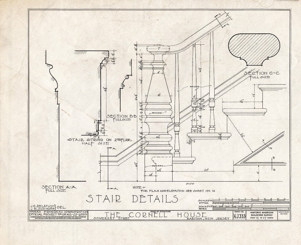 Blueprint HABS NJ,18-RAR,2- (Sheet 17 of 27) - Cornell Homestead, Somerset Street, Raritan, Somerset County, NJ