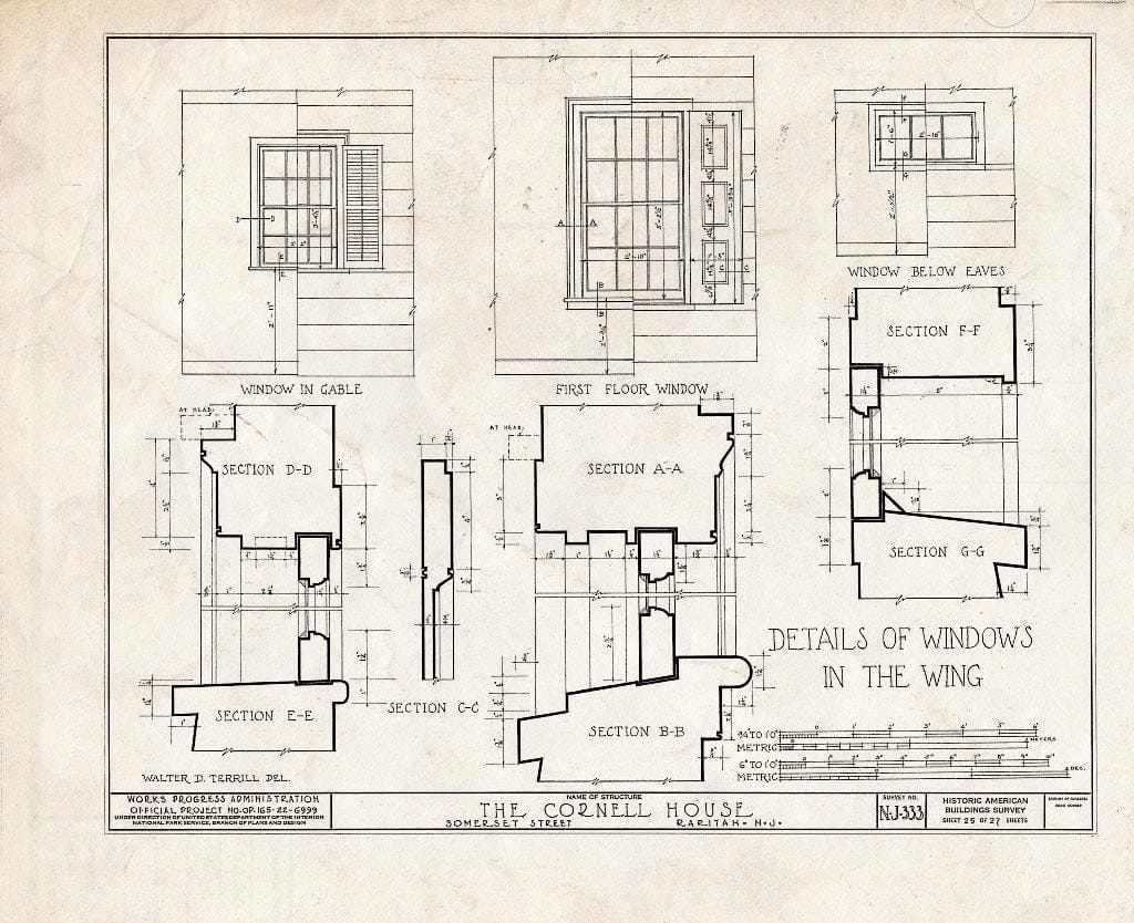 Blueprint HABS NJ,18-RAR,2- (Sheet 25 of 27) - Cornell Homestead, Somerset Street, Raritan, Somerset County, NJ