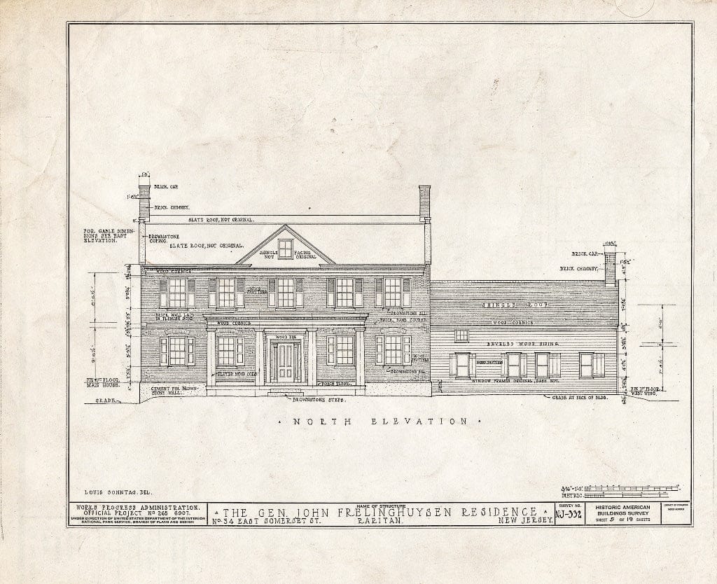 Blueprint HABS NJ,18-RAR,1- (Sheet 5 of 19) - General John Frelinghuysen House, 54 East Somerset Street, Raritan, Somerset County, NJ