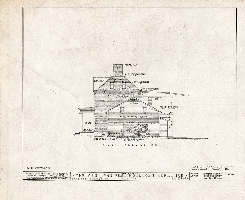 Blueprint HABS NJ,18-RAR,1- (Sheet 6 of 19) - General John Frelinghuysen House, 54 East Somerset Street, Raritan, Somerset County, NJ