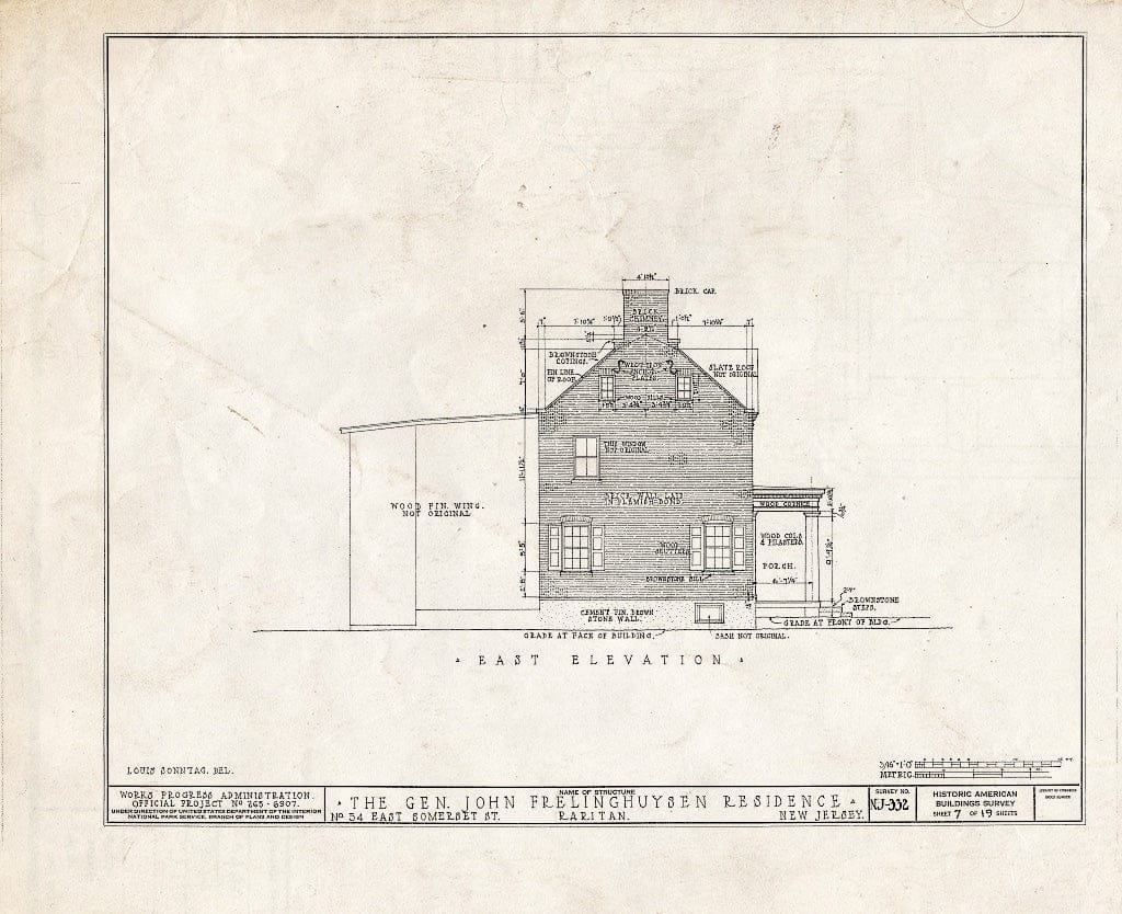 Blueprint HABS NJ,18-RAR,1- (Sheet 7 of 19) - General John Frelinghuysen House, 54 East Somerset Street, Raritan, Somerset County, NJ