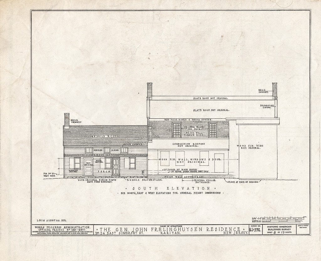 Blueprint HABS NJ,18-RAR,1- (Sheet 8 of 19) - General John Frelinghuysen House, 54 East Somerset Street, Raritan, Somerset County, NJ