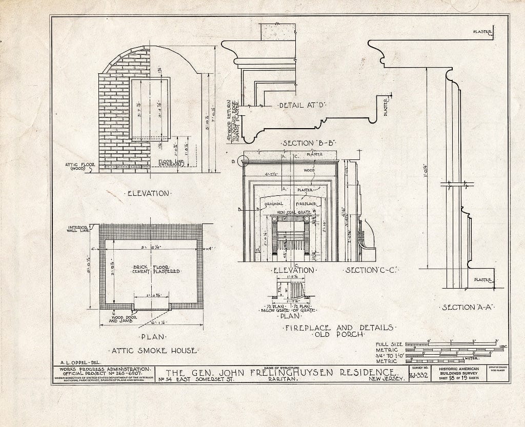 Blueprint HABS NJ,18-RAR,1- (Sheet 18 of 19) - General John Frelinghuysen House, 54 East Somerset Street, Raritan, Somerset County, NJ