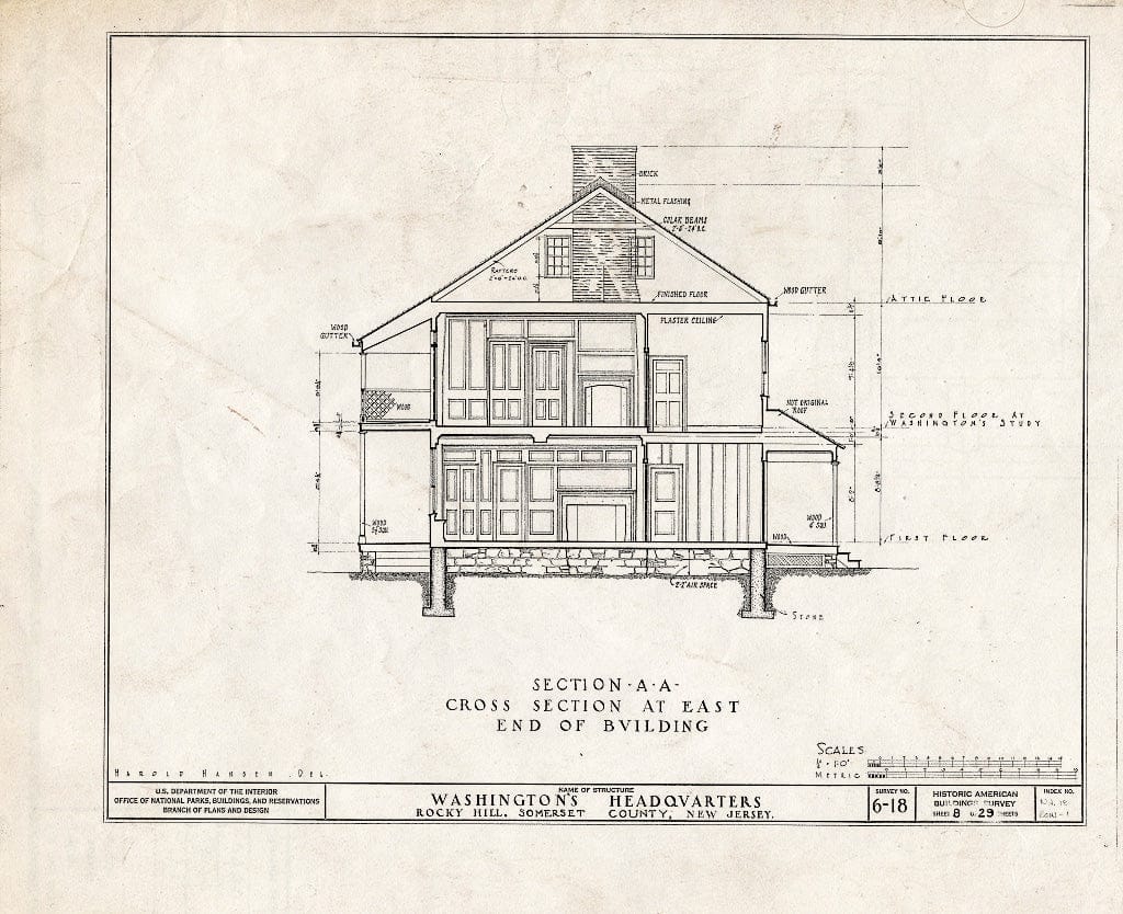 Blueprint HABS NJ,18-ROHI,1- (Sheet 8 of 29) - Judge John Berrien House, Rocky Hill Road, Rocky Hill, Somerset County, NJ