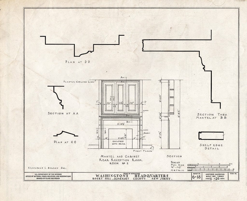 Blueprint HABS NJ,18-ROHI,1- (Sheet 11 of 29) - Judge John Berrien House, Rocky Hill Road, Rocky Hill, Somerset County, NJ