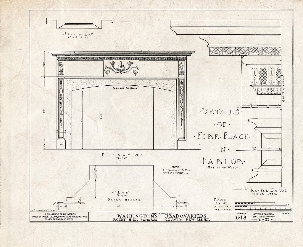 Blueprint HABS NJ,18-ROHI,1- (Sheet 12 of 29) - Judge John Berrien House, Rocky Hill Road, Rocky Hill, Somerset County, NJ