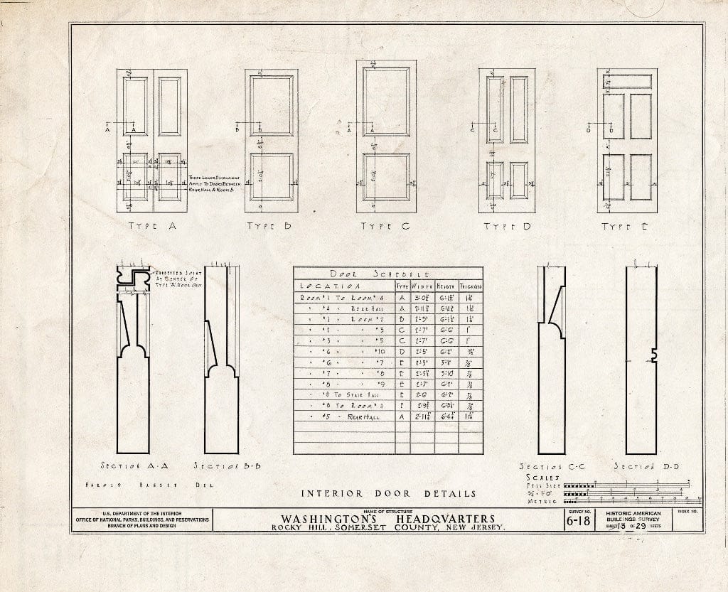 Blueprint HABS NJ,18-ROHI,1- (Sheet 13 of 29) - Judge John Berrien House, Rocky Hill Road, Rocky Hill, Somerset County, NJ