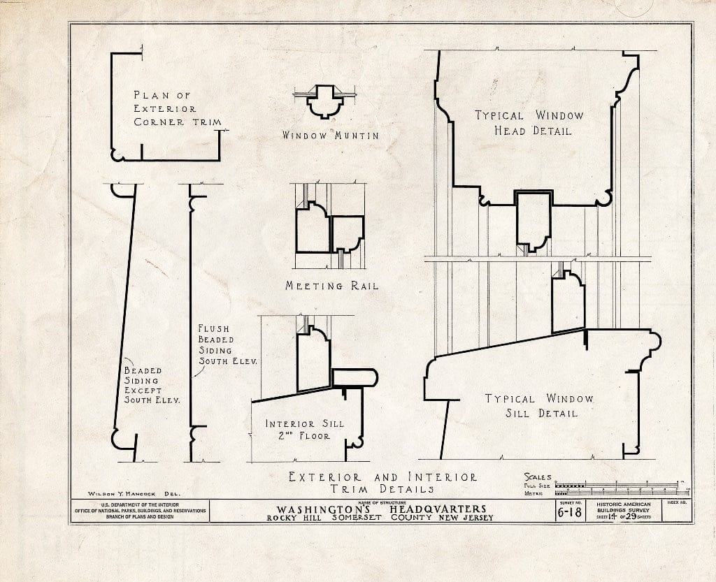 Blueprint HABS NJ,18-ROHI,1- (Sheet 14 of 29) - Judge John Berrien House, Rocky Hill Road, Rocky Hill, Somerset County, NJ