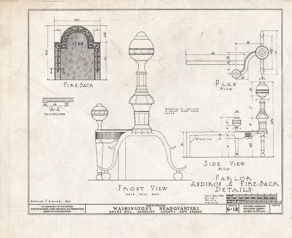 Blueprint HABS NJ,18-ROHI,1- (Sheet 24 of 29) - Judge John Berrien House, Rocky Hill Road, Rocky Hill, Somerset County, NJ