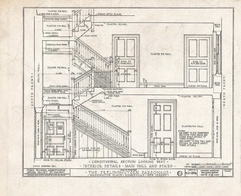 Blueprint HABS NJ,18-SOMVI,2- (Sheet 6 of 14) - Frelinghuysen Parsonage, Washington Place, Somerville, Somerset County, NJ