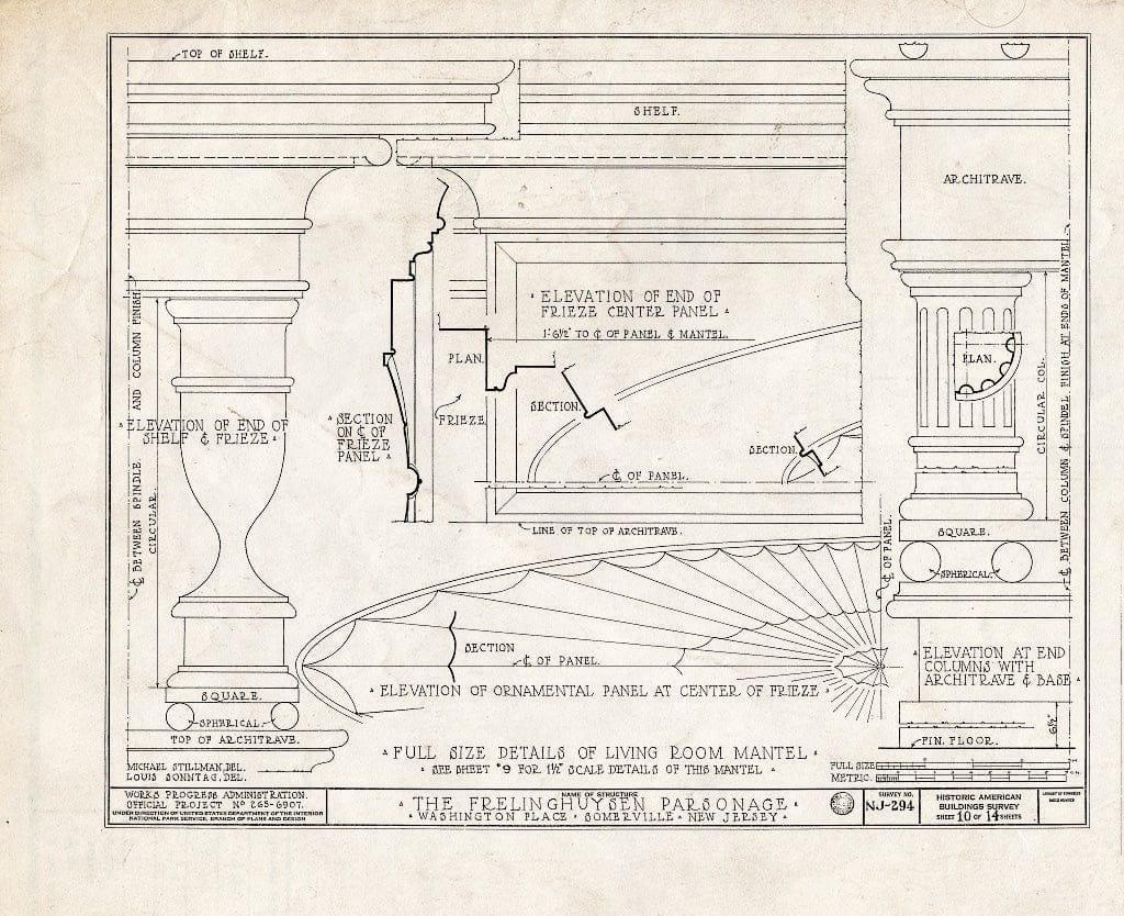 Blueprint HABS NJ,18-SOMVI,2- (Sheet 10 of 14) - Frelinghuysen Parsonage, Washington Place, Somerville, Somerset County, NJ