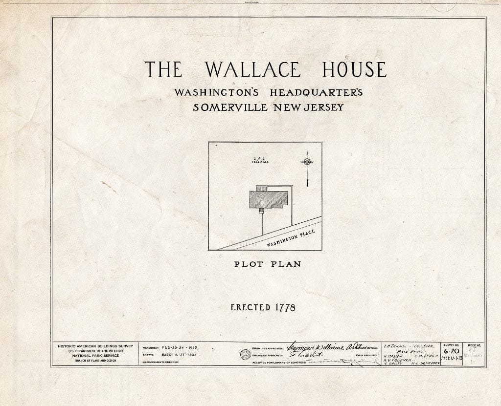 Blueprint HABS NJ,18-SOMVI,1- (Sheet 0 of 13) - Wallace House, Washington Place, Somerville, Somerset County, NJ