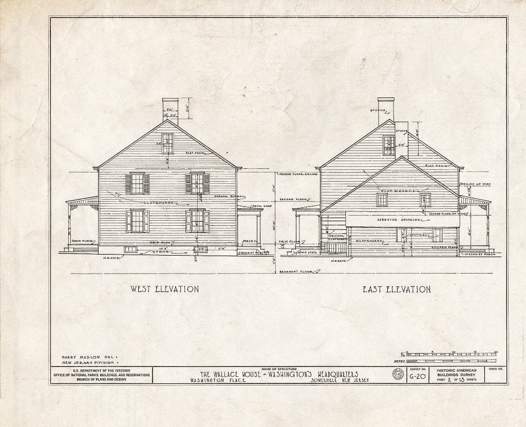 Blueprint HABS NJ,18-SOMVI,1- (Sheet 2 of 13) - Wallace House, Washington Place, Somerville, Somerset County, NJ