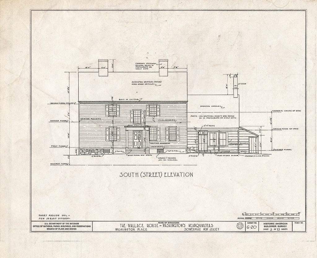Blueprint HABS NJ,18-SOMVI,1- (Sheet 3 of 13) - Wallace House, Washington Place, Somerville, Somerset County, NJ