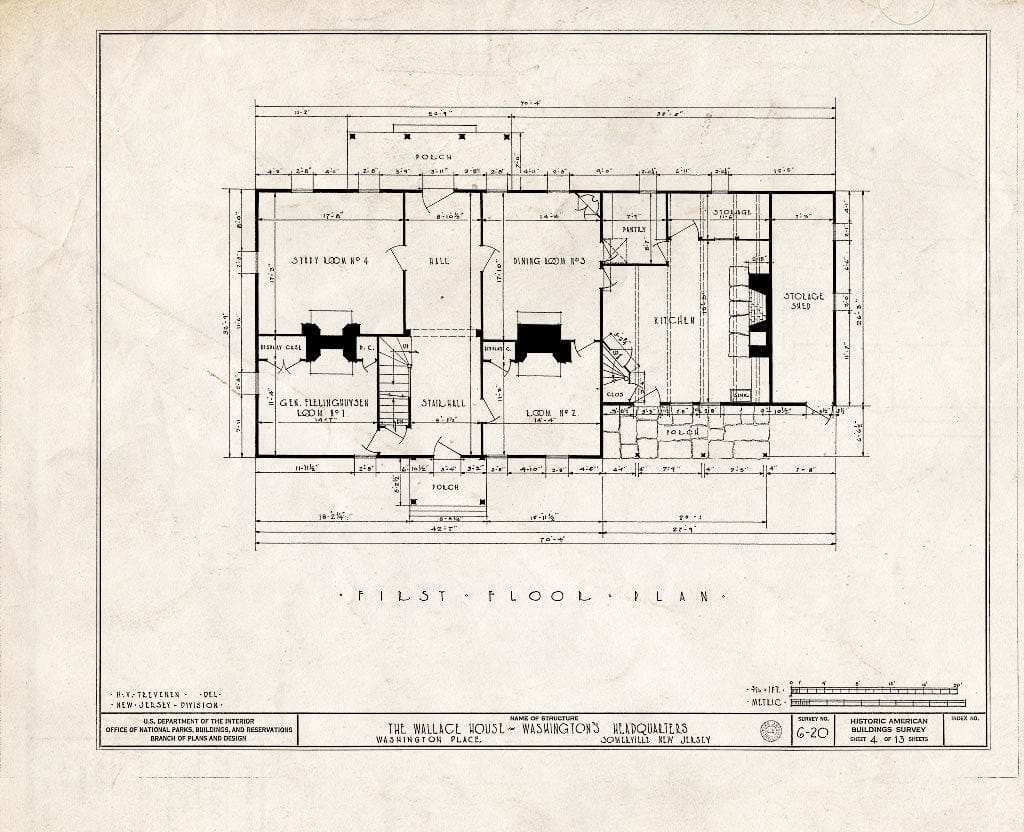 Blueprint HABS NJ,18-SOMVI,1- (Sheet 4 of 13) - Wallace House, Washington Place, Somerville, Somerset County, NJ