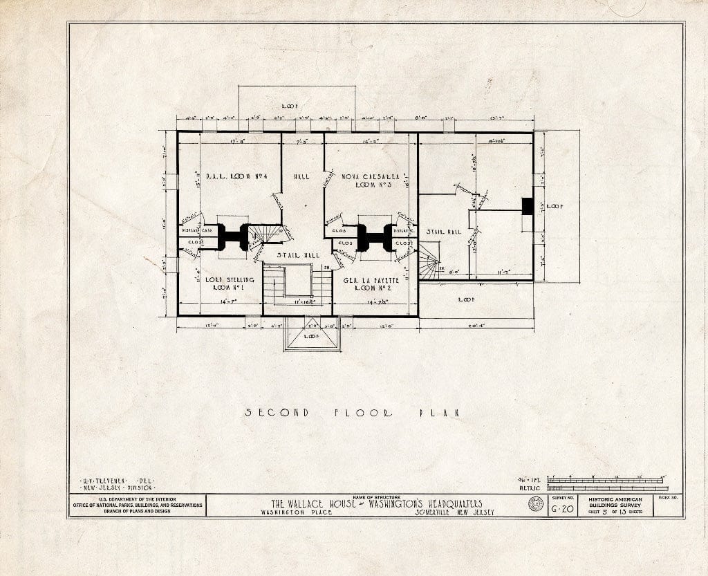 Blueprint HABS NJ,18-SOMVI,1- (Sheet 5 of 13) - Wallace House, Washington Place, Somerville, Somerset County, NJ
