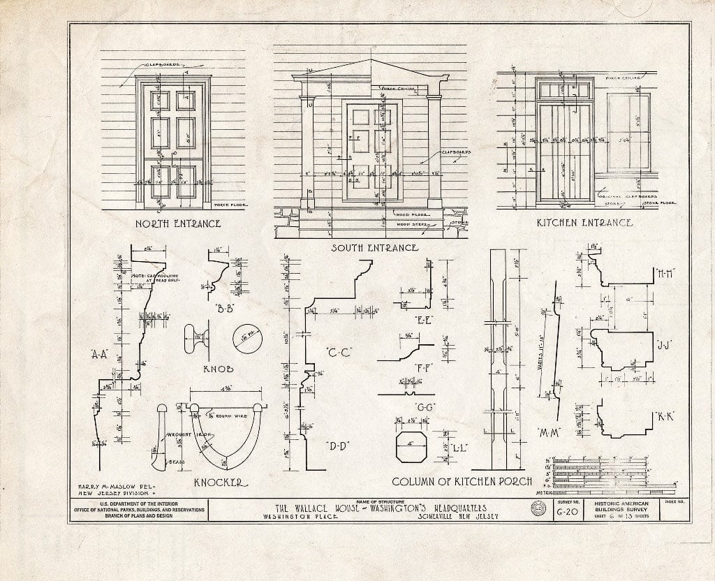 Blueprint HABS NJ,18-SOMVI,1- (Sheet 6 of 13) - Wallace House, Washington Place, Somerville, Somerset County, NJ