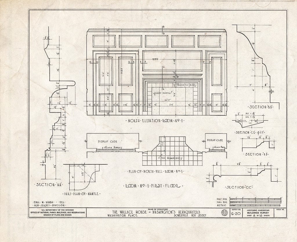 Blueprint HABS NJ,18-SOMVI,1- (Sheet 8 of 13) - Wallace House, Washington Place, Somerville, Somerset County, NJ