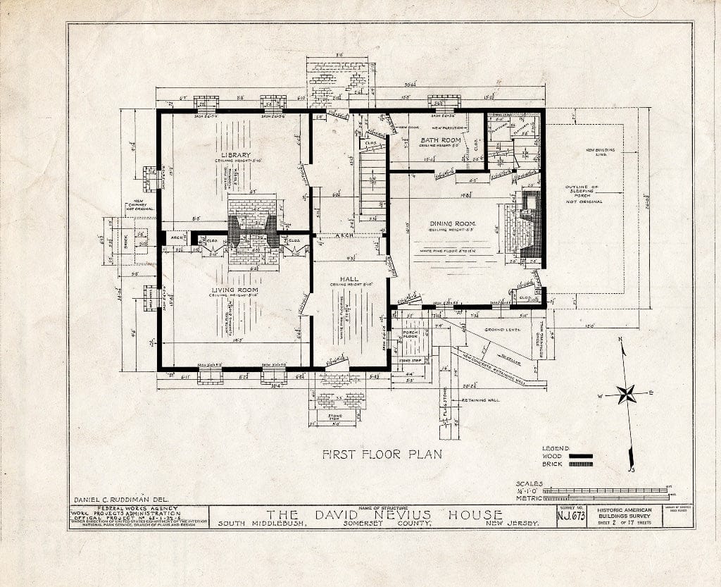 Blueprint HABS NJ,18-MID.V,2- (Sheet 2 of 17) - David Nevius House, Middlebush, Somerset County, NJ
