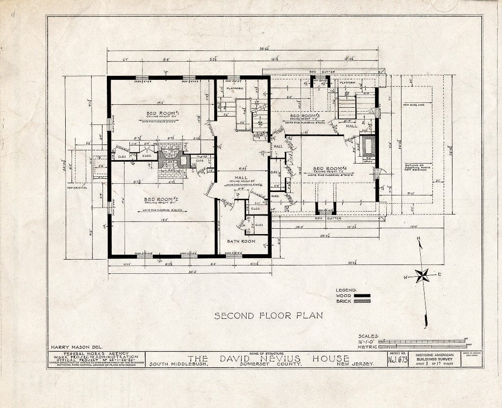 Blueprint HABS NJ,18-MID.V,2- (Sheet 3 of 17) - David Nevius House, Middlebush, Somerset County, NJ