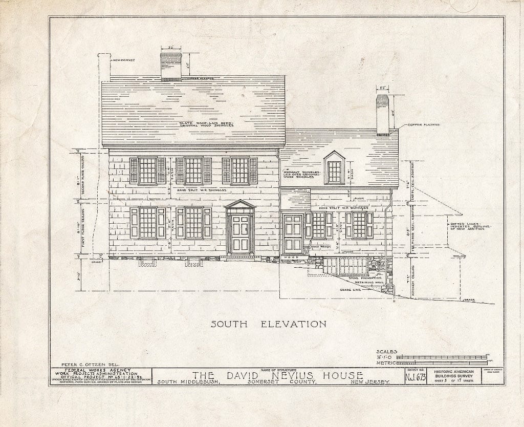 Blueprint HABS NJ,18-MID.V,2- (Sheet 5 of 17) - David Nevius House, Middlebush, Somerset County, NJ