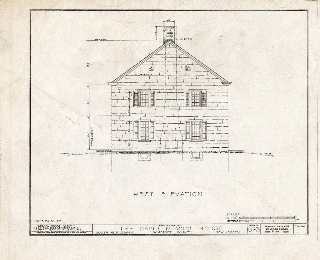 Blueprint HABS NJ,18-MID.V,2- (Sheet 6 of 17) - David Nevius House, Middlebush, Somerset County, NJ
