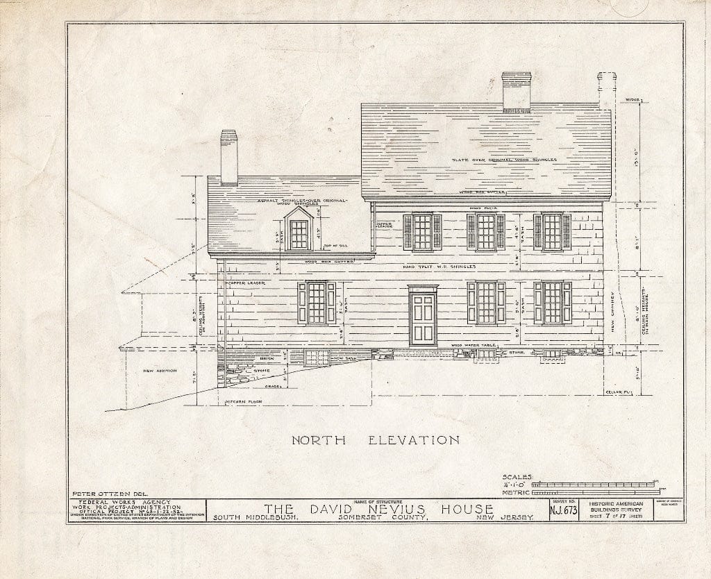 Blueprint HABS NJ,18-MID.V,2- (Sheet 7 of 17) - David Nevius House, Middlebush, Somerset County, NJ