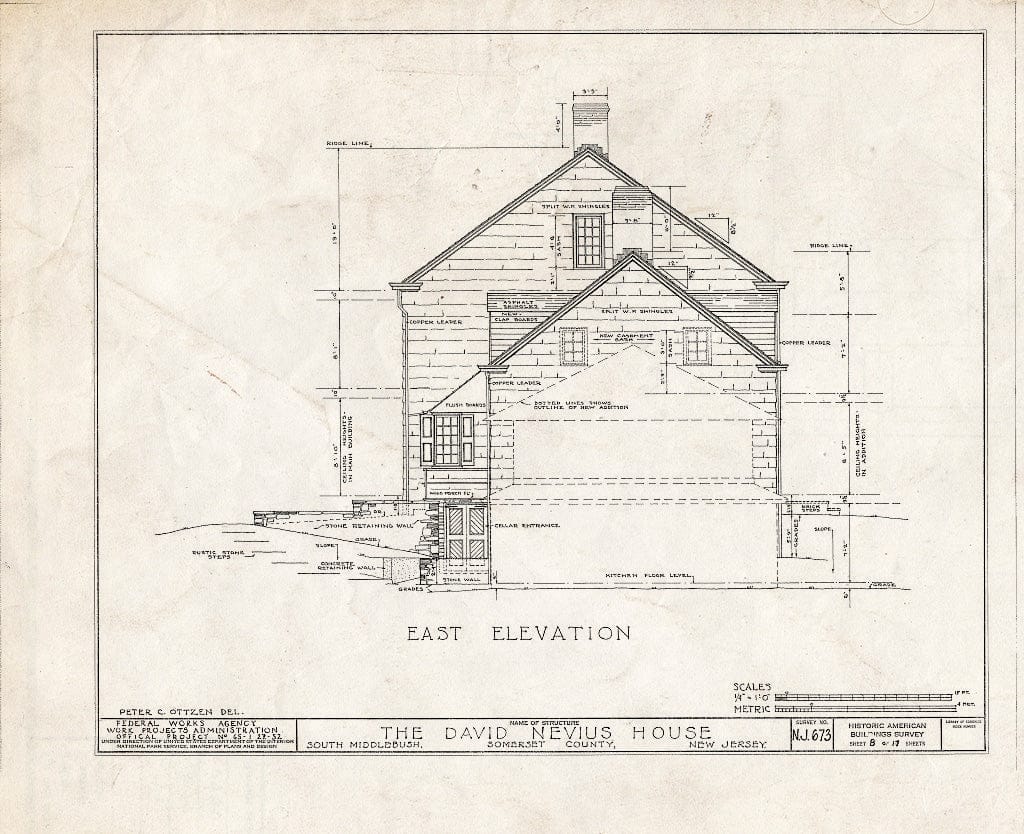 Blueprint HABS NJ,18-MID.V,2- (Sheet 8 of 17) - David Nevius House, Middlebush, Somerset County, NJ