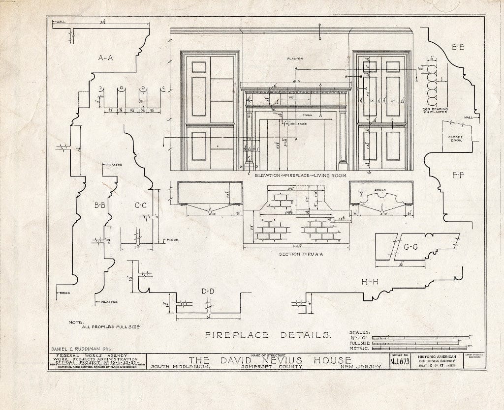 Blueprint HABS NJ,18-MID.V,2- (Sheet 10 of 17) - David Nevius House, Middlebush, Somerset County, NJ
