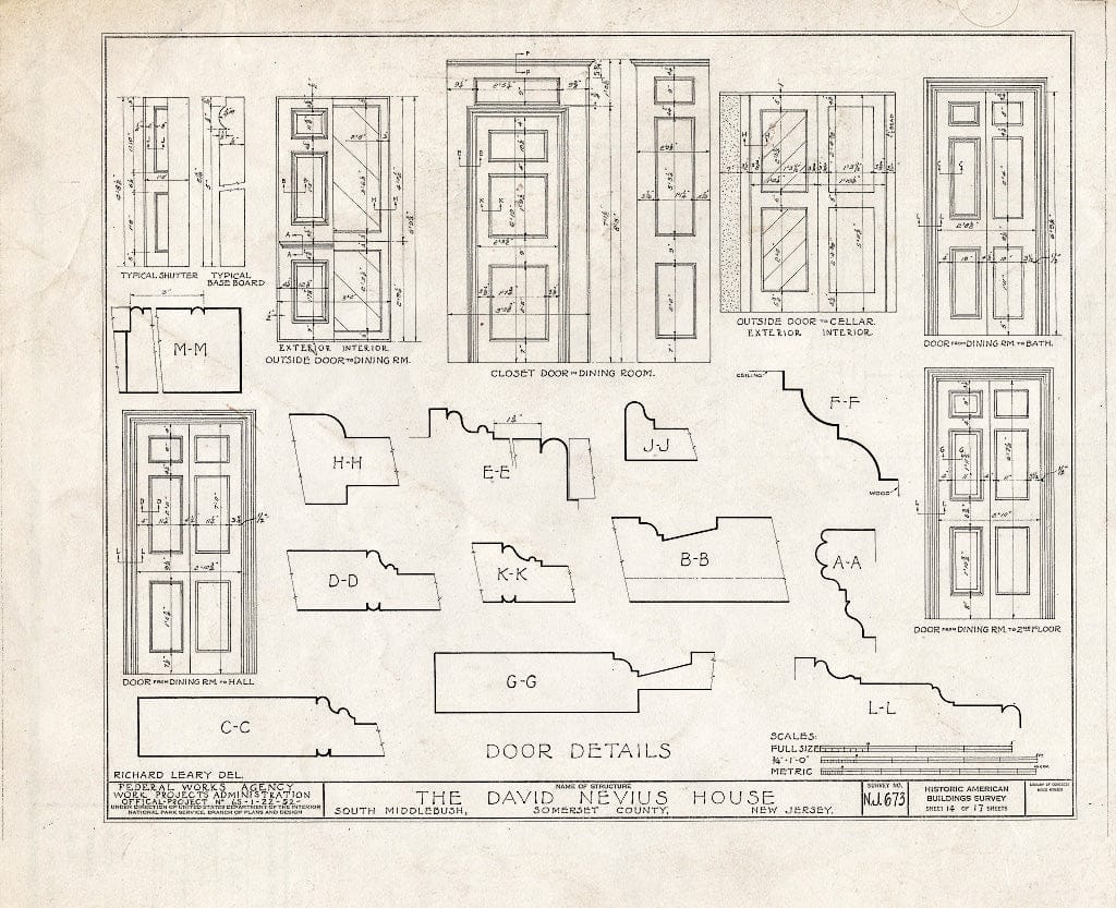 Blueprint HABS NJ,18-MID.V,2- (Sheet 14 of 17) - David Nevius House, Middlebush, Somerset County, NJ
