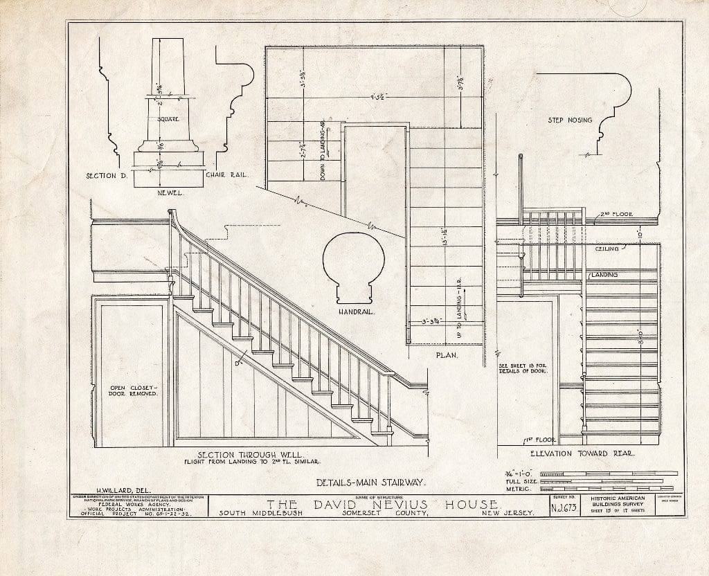 Blueprint HABS NJ,18-MID.V,2- (Sheet 15 of 17) - David Nevius House, Middlebush, Somerset County, NJ