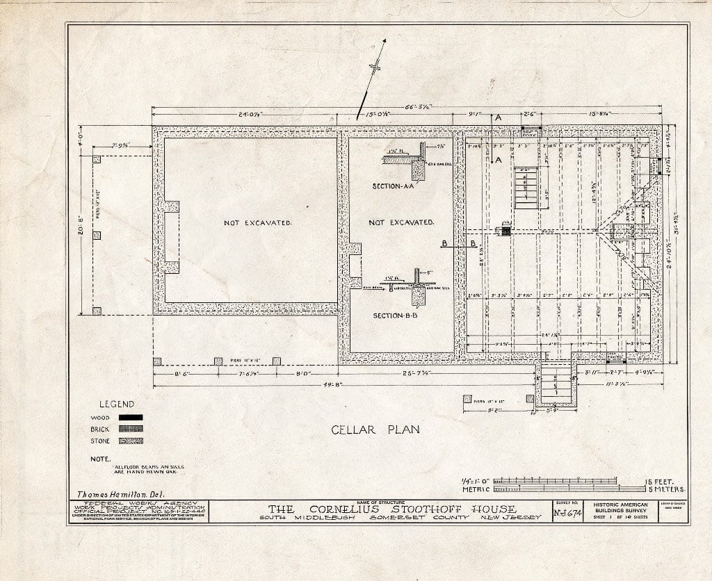 Blueprint HABS NJ,18-MID.V,3- (Sheet 1 of 10) - Cornelius Stoothoff House, County Road 31, Middlebush, Somerset County, NJ