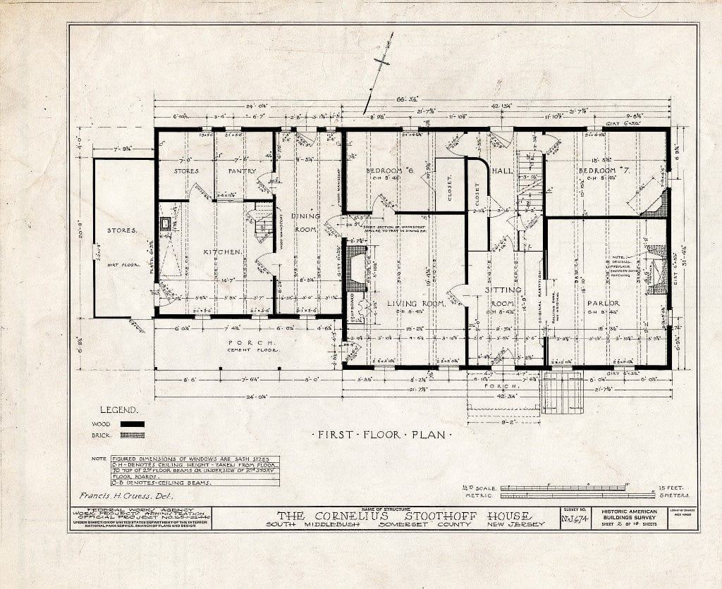 Blueprint HABS NJ,18-MID.V,3- (Sheet 2 of 10) - Cornelius Stoothoff House, County Road 31, Middlebush, Somerset County, NJ