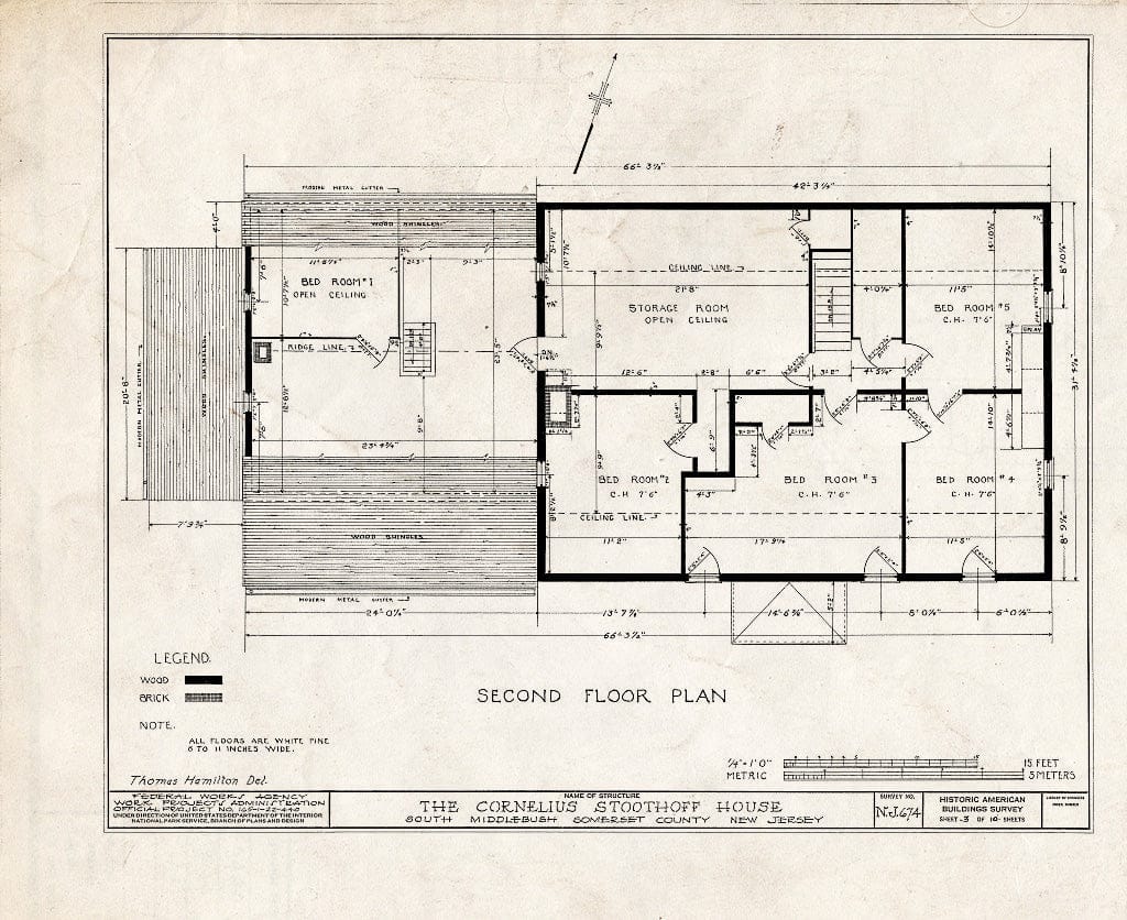 Blueprint HABS NJ,18-MID.V,3- (Sheet 3 of 10) - Cornelius Stoothoff House, County Road 31, Middlebush, Somerset County, NJ