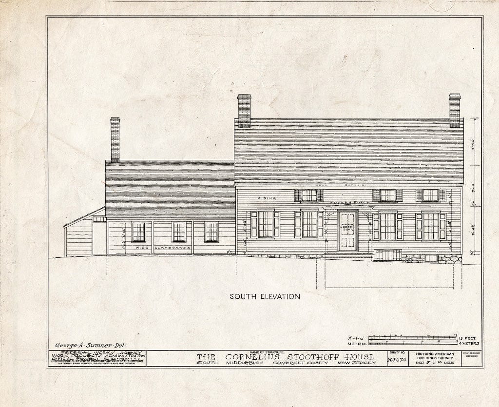 Blueprint HABS NJ,18-MID.V,3- (Sheet 5 of 10) - Cornelius Stoothoff House, County Road 31, Middlebush, Somerset County, NJ