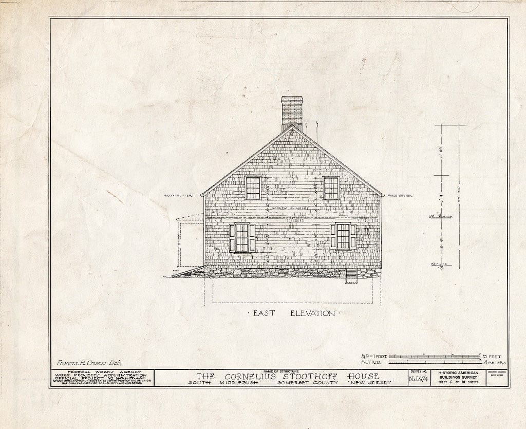Blueprint HABS NJ,18-MID.V,3- (Sheet 6 of 10) - Cornelius Stoothoff House, County Road 31, Middlebush, Somerset County, NJ