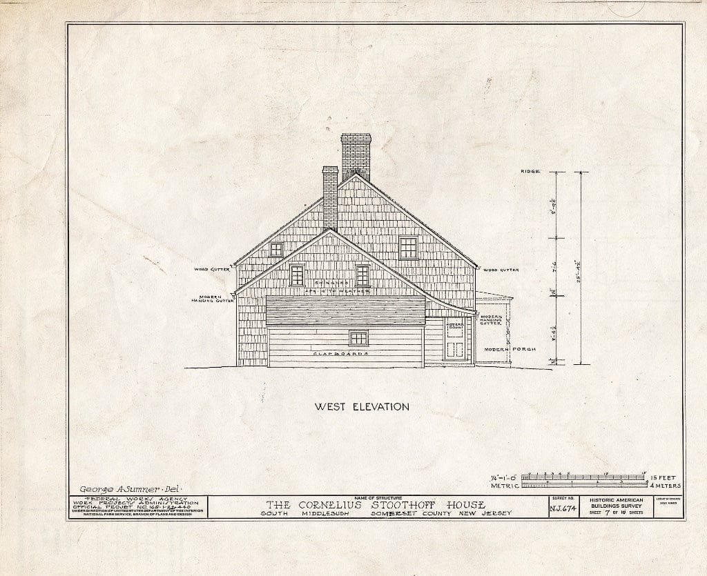 Blueprint HABS NJ,18-MID.V,3- (Sheet 7 of 10) - Cornelius Stoothoff House, County Road 31, Middlebush, Somerset County, NJ