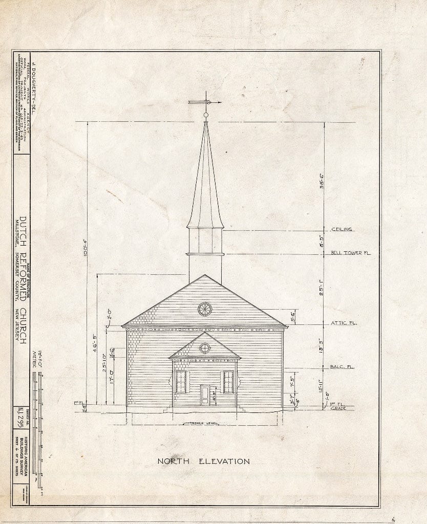 Blueprint HABS NJ,18-MIL,2- (Sheet 6 of 13) - Dutch Reformed Church, Amwell Road & Main Street, Millstone, Somerset County, NJ