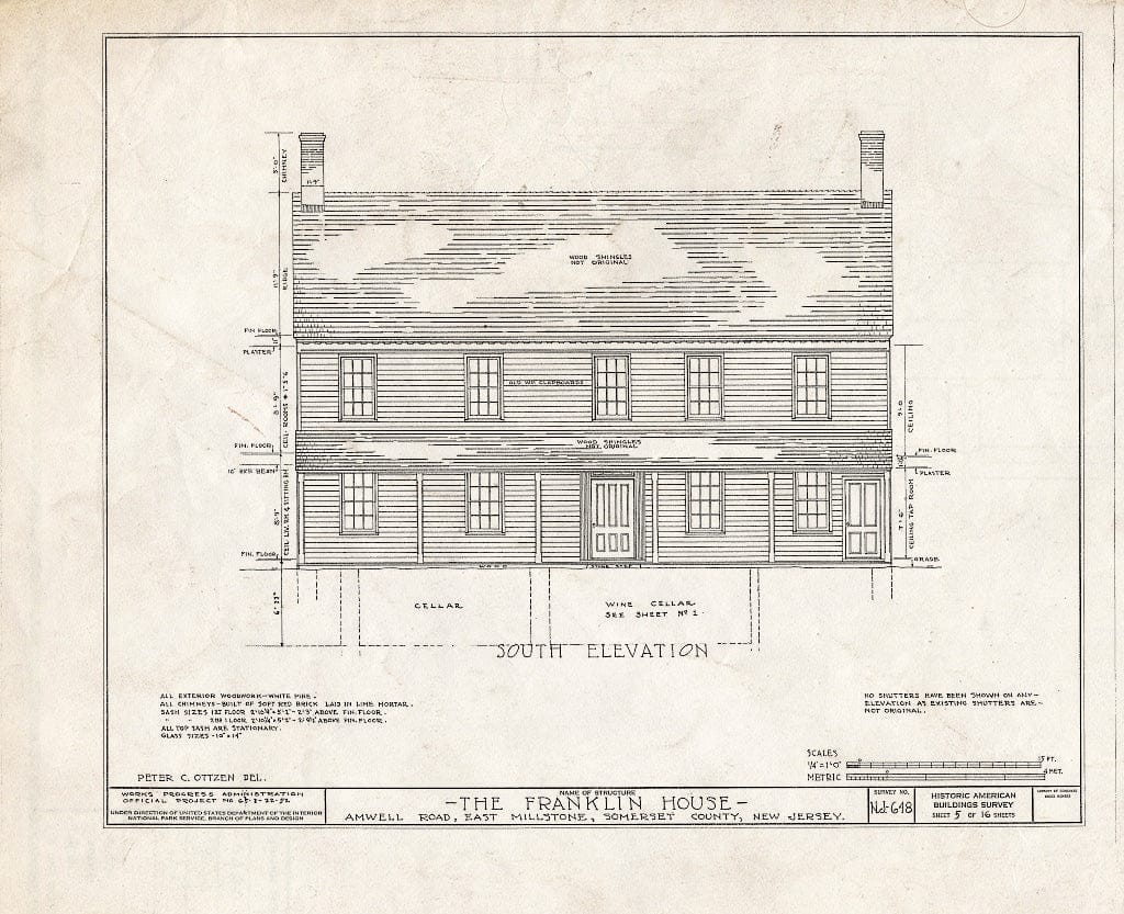 Blueprint HABS NJ,18-Mile,1- (Sheet 5 of 16) - Van Liew House, Amwell Road, East Millstone, Somerset County, NJ