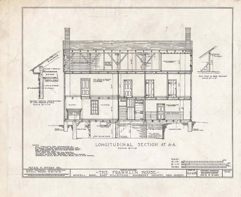 Blueprint HABS NJ,18-Mile,1- (Sheet 9 of 16) - Van Liew House, Amwell Road, East Millstone, Somerset County, NJ
