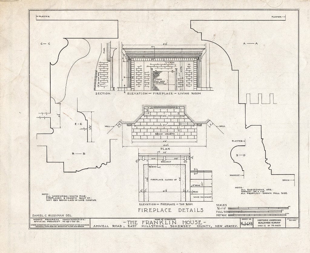 Blueprint HABS NJ,18-Mile,1- (Sheet 11 of 16) - Van Liew House, Amwell Road, East Millstone, Somerset County, NJ