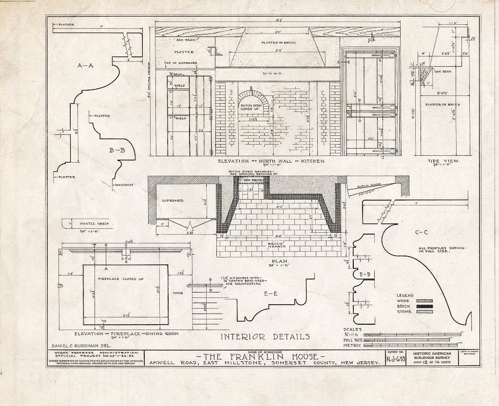Blueprint HABS NJ,18-Mile,1- (Sheet 12 of 16) - Van Liew House, Amwell Road, East Millstone, Somerset County, NJ