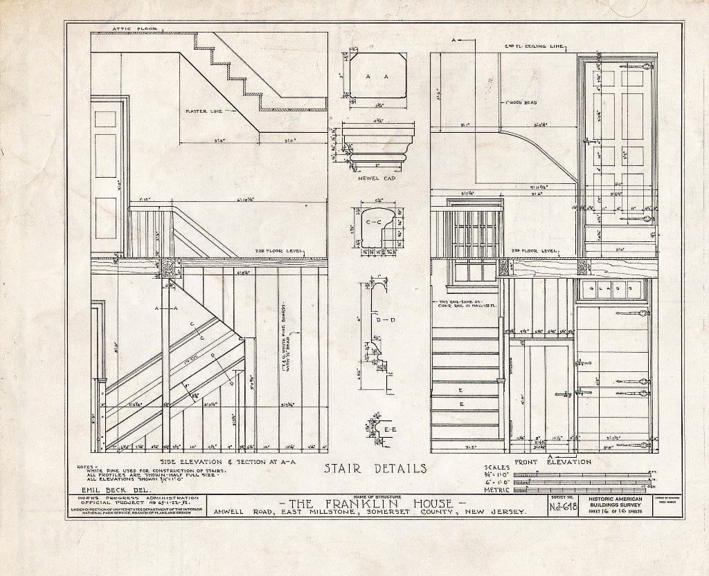 Blueprint HABS NJ,18-Mile,1- (Sheet 16 of 16) - Van Liew House, Amwell Road, East Millstone, Somerset County, NJ